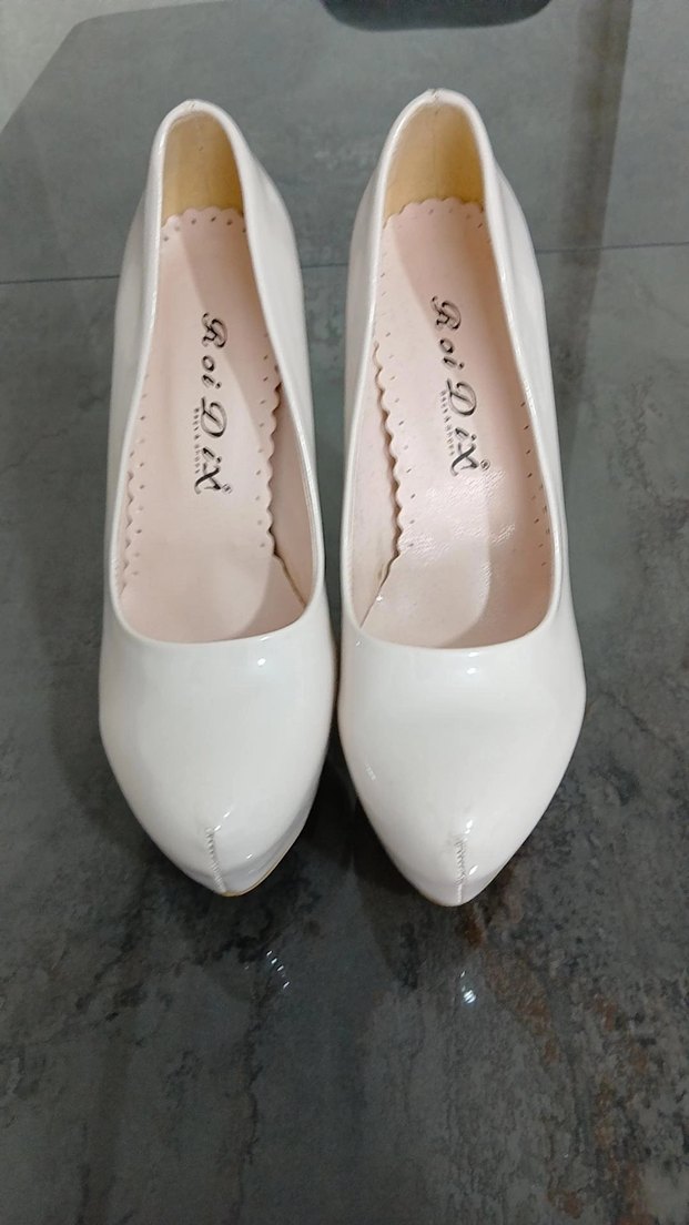 Beyaz Rugan Kadın Stiletto Topuklu Ayakkabı - Görsel 2