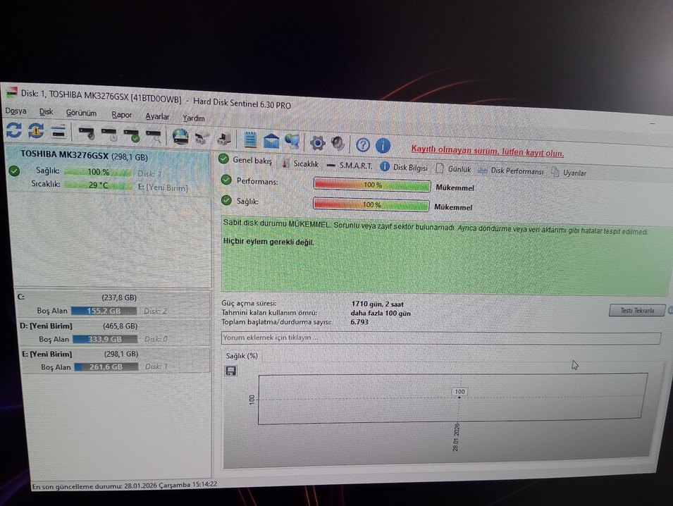 Toshiba 320GB HDD %100 - Görsel 2