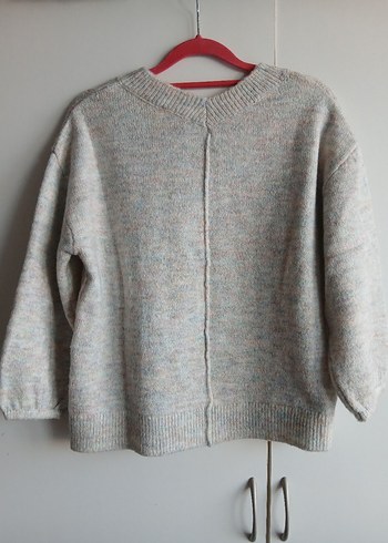 V Yaka Örgü Kadın Kazak - Görsel 4