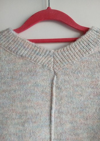 V Yaka Örgü Kadın Kazak - Görsel 5