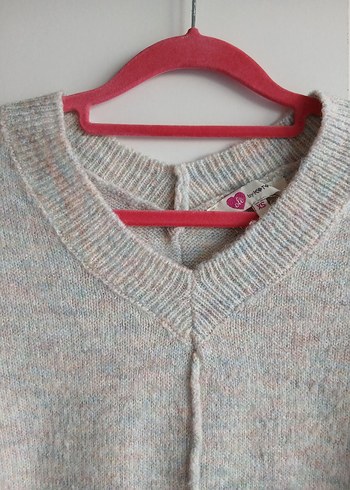 V Yaka Örgü Kadın Kazak - Görsel 2