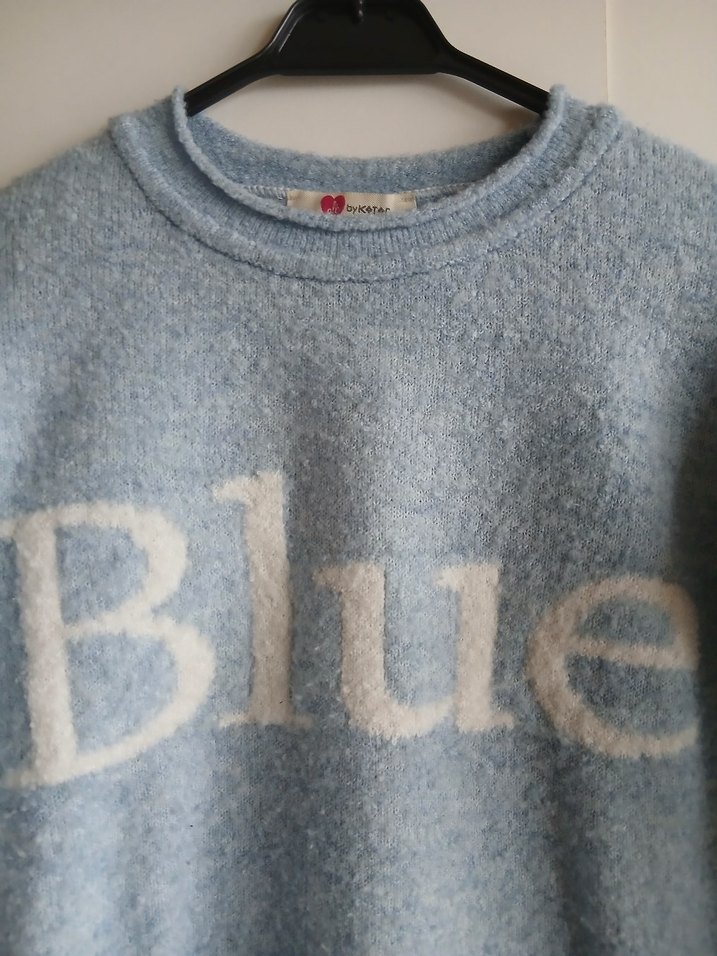 Mavi Baskılı Kadın Kazak - Görsel 2