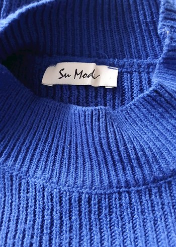 Mavi Boğazlı Triko Kadın Kazak - Görsel 6