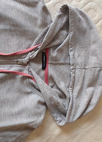 LC Waikiki Gri Kapüşonlu Fermuarlı Kadın Sweatshirt