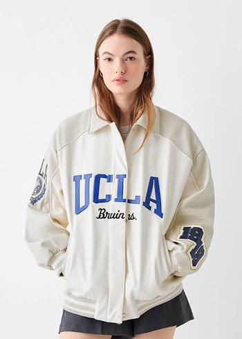 Bershka UCLA Baskılı Kadın deri Ceket