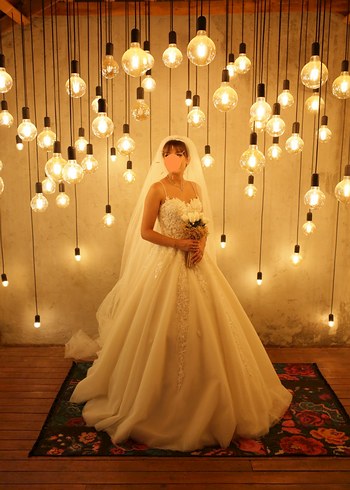 milano Vento İtalyan Askılı Uzun A Kesim Gelinlik - Görsel 6