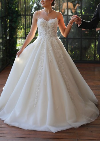 milano Vento İtalyan Askılı Uzun A Kesim Gelinlik - Görsel 5