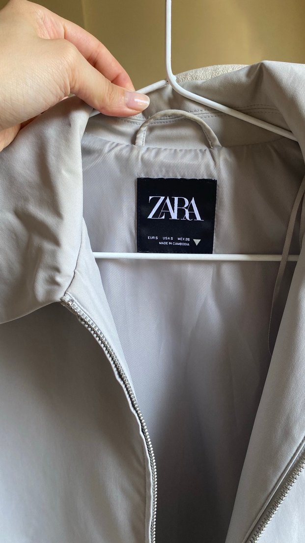 Gri Kadın Ceket, Fermuarli, Uzun Kollu - Görsel 3