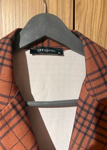 Kahverengi Ekose Desenli Kemerli Kadın Elbise - Görsel 4