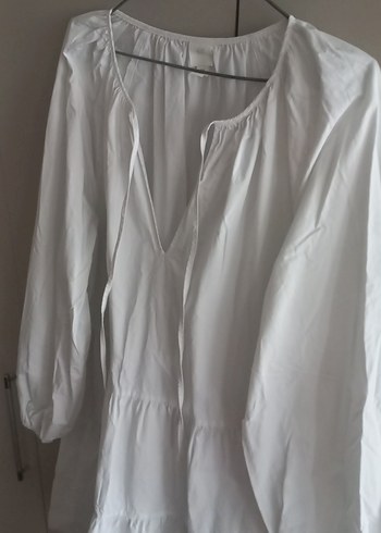 Pamuklu Beyaz Tunik Elbise, H&M, S beden