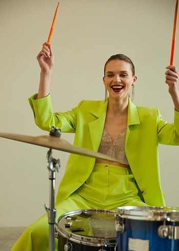 JUSTESTORE Fıstık Yeşili Oversize Blazer Ceket