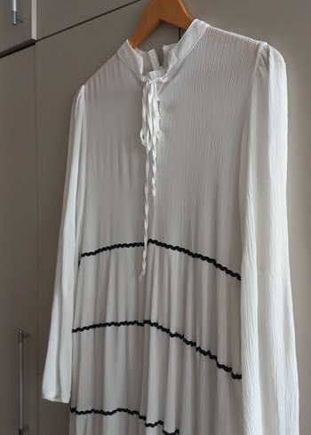 Fahhar Design Uzun Kollu Beyaz Uzun Elbise