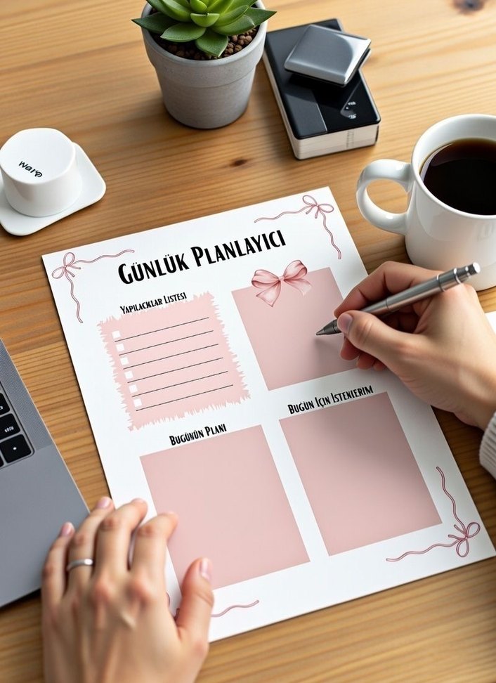 Pembe Pastel Günlük Planlayıcı Defteri - Görsel 2