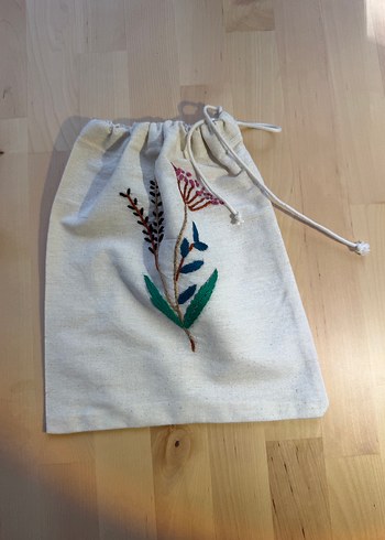 Nakışlı Bohem Keten Kese Çantalar - Görsel 3