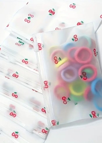 3 adet Kiraz desenli mini fermuarlı cüzdan - Görsel 2