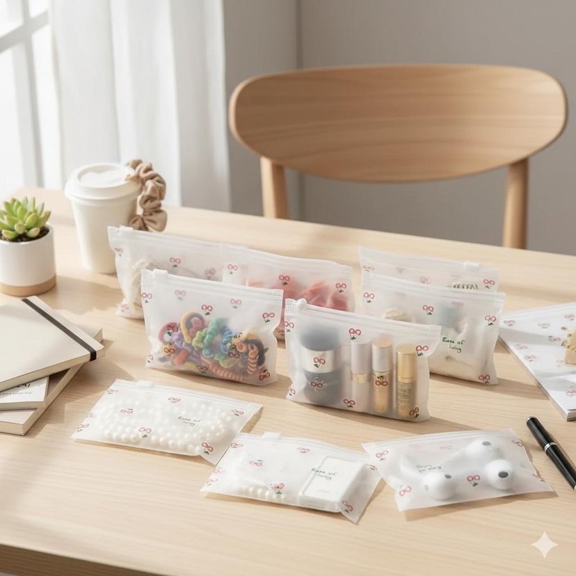 3 adet Kiraz desenli mini fermuarlı cüzdan - Görsel 5