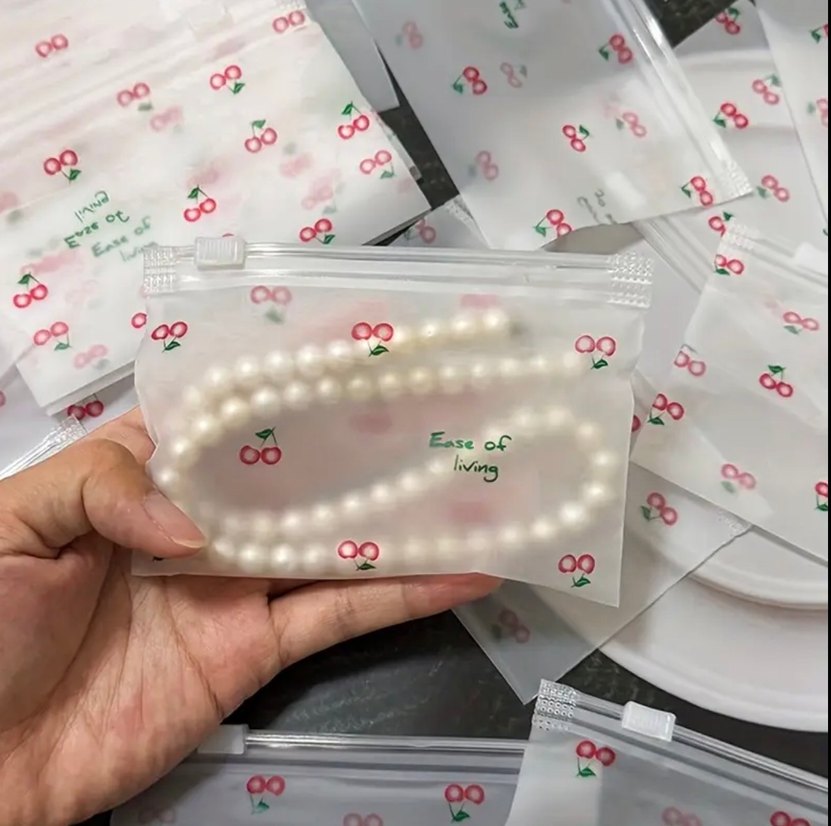 3 adet Kiraz desenli mini fermuarlı cüzdan - Görsel 3