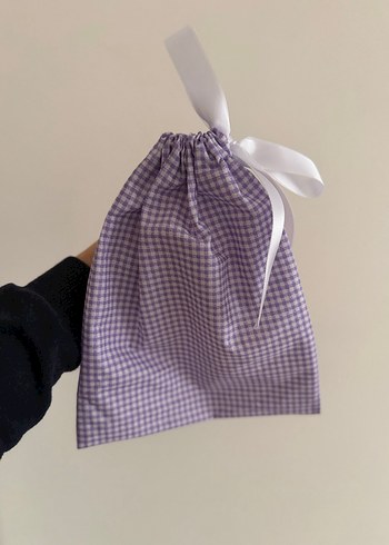 Mavi Ekose Desenli Bebek Çantası ya da çok amaçlı hediye kesesi, - Görsel 4