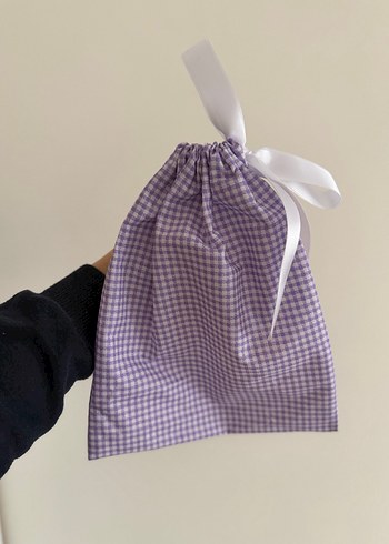 Mavi Ekose Desenli Bebek Çantası ya da çok amaçlı hediye kesesi, - Görsel 3