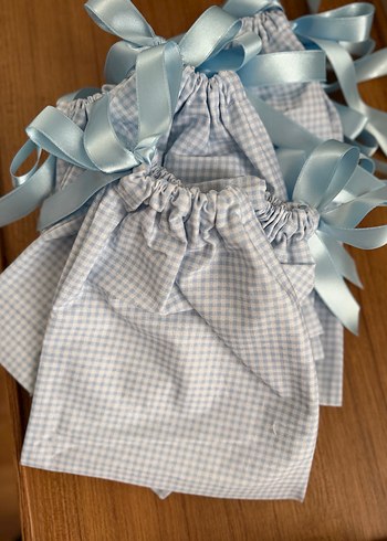 Mavi Ekose Desenli Bebek Çantası ya da çok amaçlı hediye kesesi, - Görsel 2