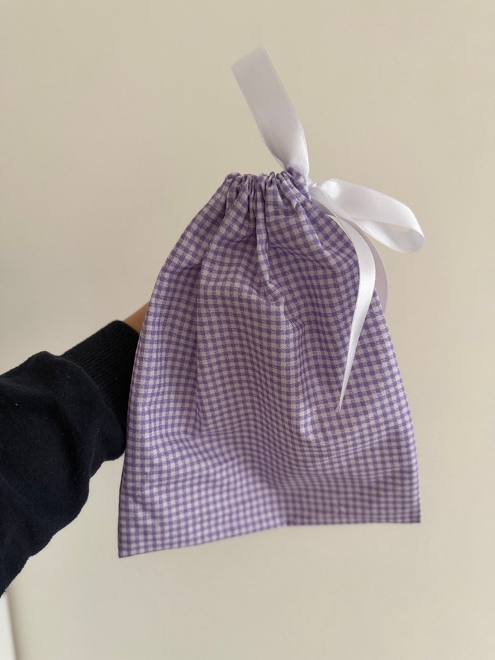 Mavi Ekose Desenli Bebek Çantası ya da çok amaçlı hediye kesesi, - Görsel 3