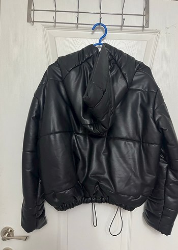 Siyah Deri Fermuarlı Kadın Ceket - Görsel 3