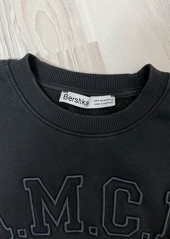 Siyah Kadın Peluş Sweatshirt A.M.C.N. Baskılı - Görsel 2