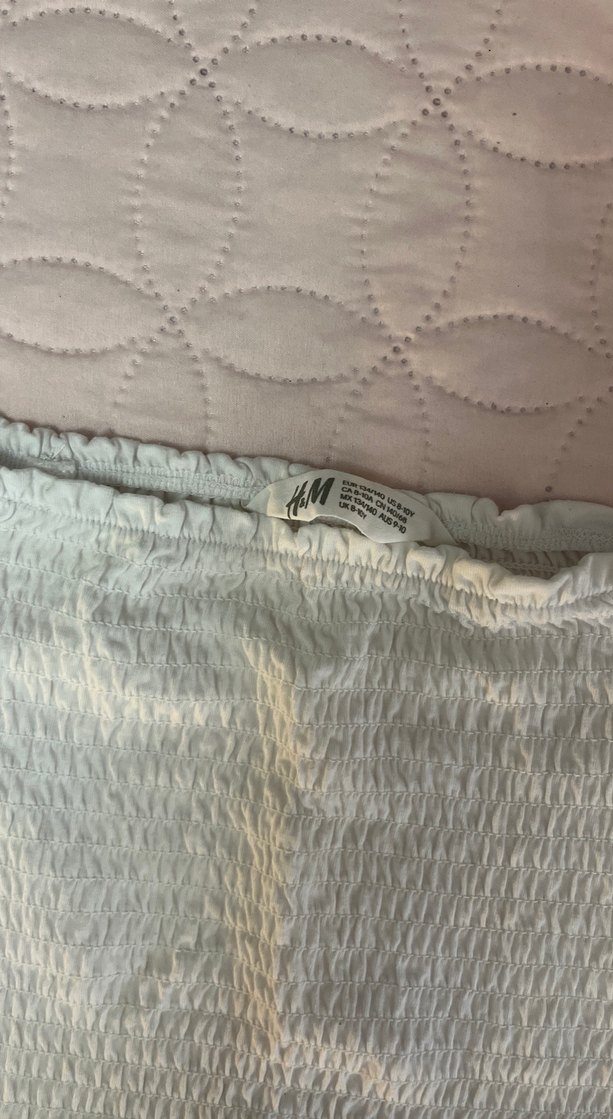 Beyaz Keten Kadın Bluz, Kayık Yaka, Kısa Kollu - Görsel 3