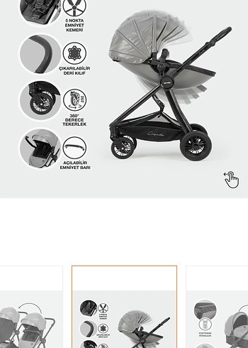 Gri Bebek Arabası ve Taşıma Koltuğu Seti - Görsel 7