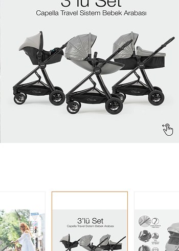 Gri Bebek Arabası ve Taşıma Koltuğu Seti - Görsel 4