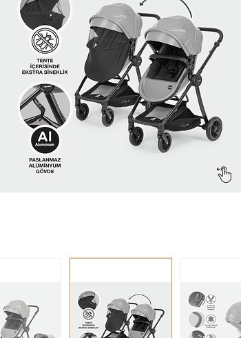 Gri Bebek Arabası ve Taşıma Koltuğu Seti - Görsel 6