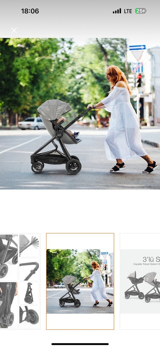 Gri Bebek Arabası ve Taşıma Koltuğu Seti - Görsel 3