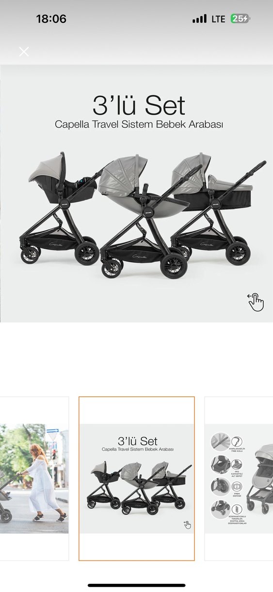 Gri Bebek Arabası ve Taşıma Koltuğu Seti - Görsel 4