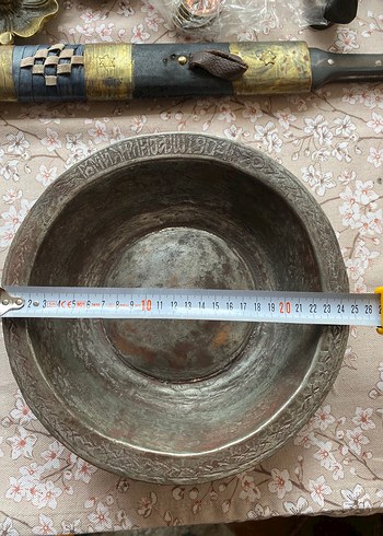 Osmanlı Dönemi Rumca Konstantinosa ait1904 yazılı bakır tabak - Görsel 4