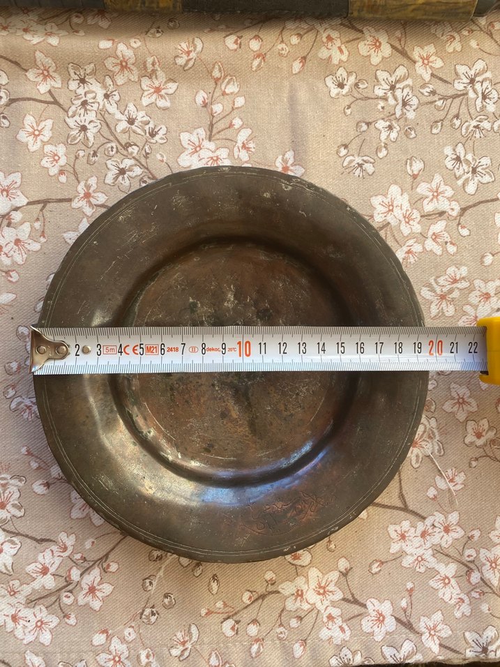 Osmanlı, yazılı bronz kaymak tabağı - Görsel 4