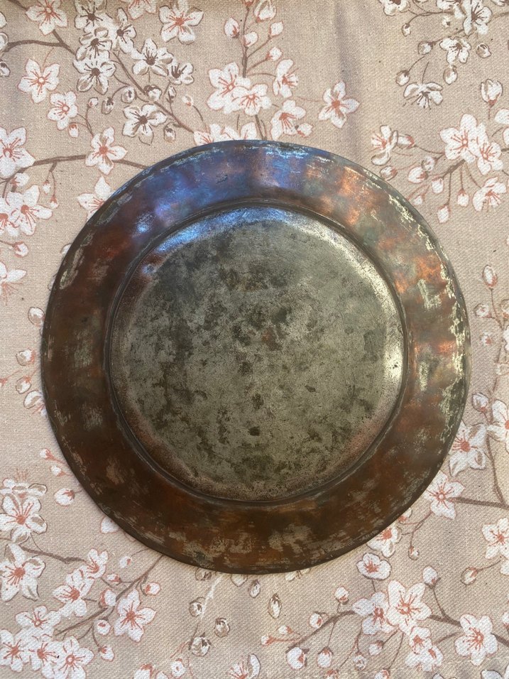 Osmanlı, yazılı bronz kaymak tabağı - Görsel 2