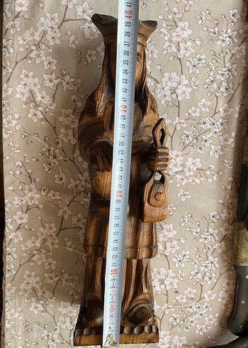 20.yüzyıl masif ahşaptan el oyması din adamı figürü. - Görsel 7