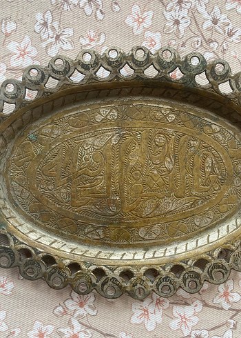 Osmanlıca yazılı hicaz işi zemzem tepsisi. - Görsel 3