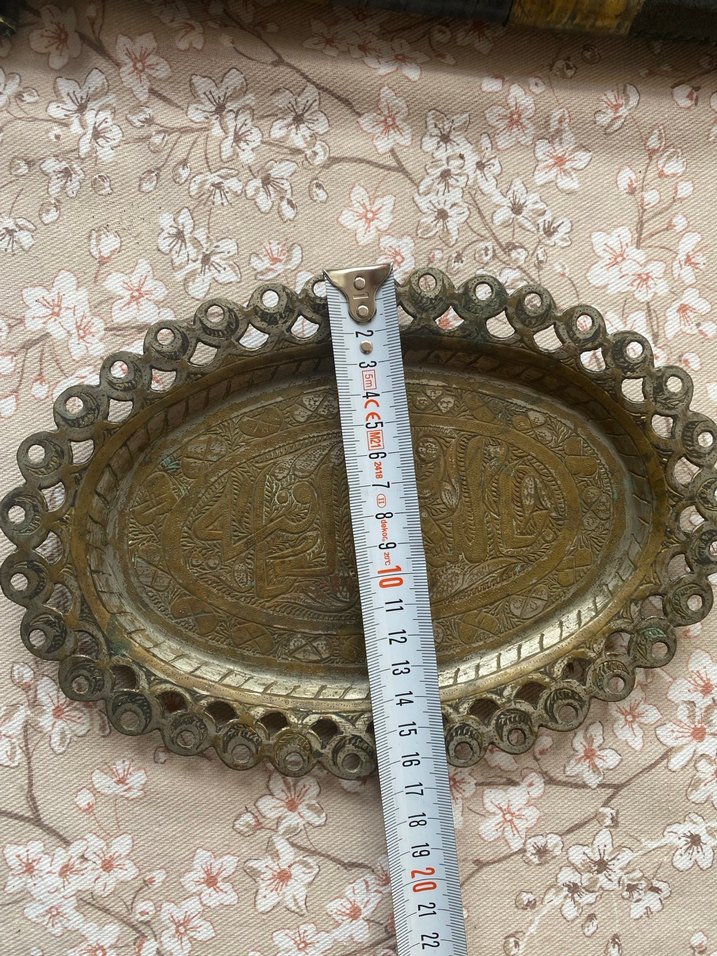 Osmanlıca yazılı hicaz işi zemzem tepsisi. - Görsel 5