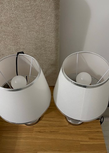 Beyaz Kumaş Başlıklı Masa Lambası Çifti - Görsel 3