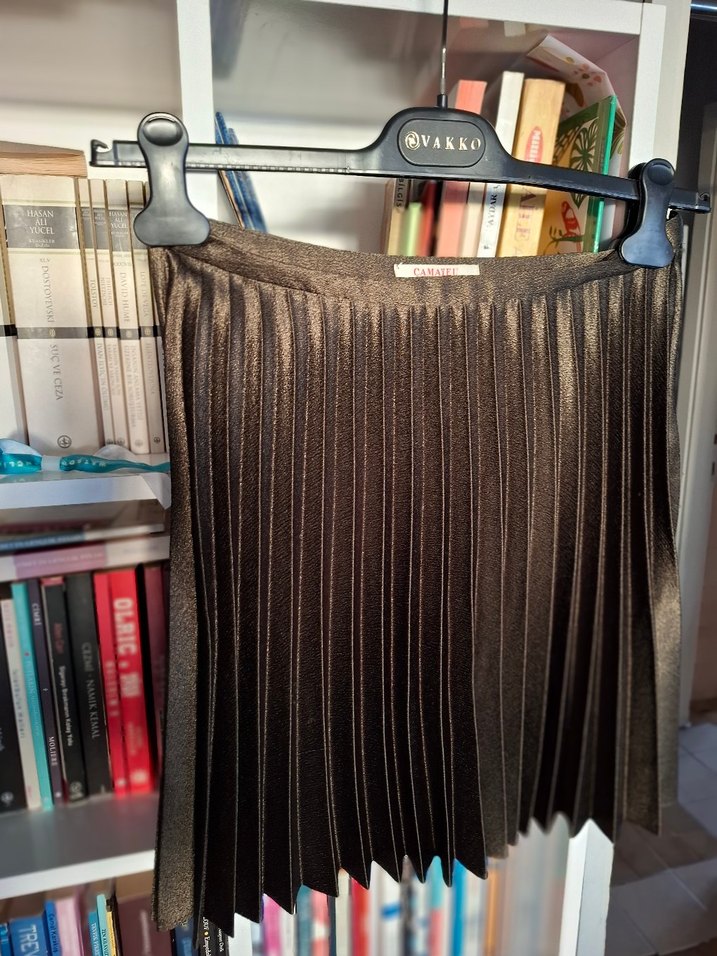 CAMATEU HAKİ PLİSE ETEK - Görsel 4