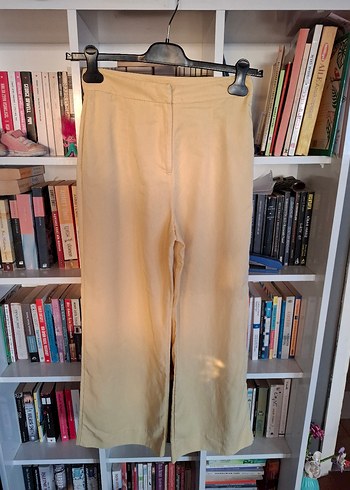 Bej Kadın Keten Rahat Kesim Pantolon - Görsel 2