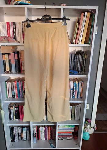 Bej Kadın Keten Rahat Kesim Pantolon - Görsel 3