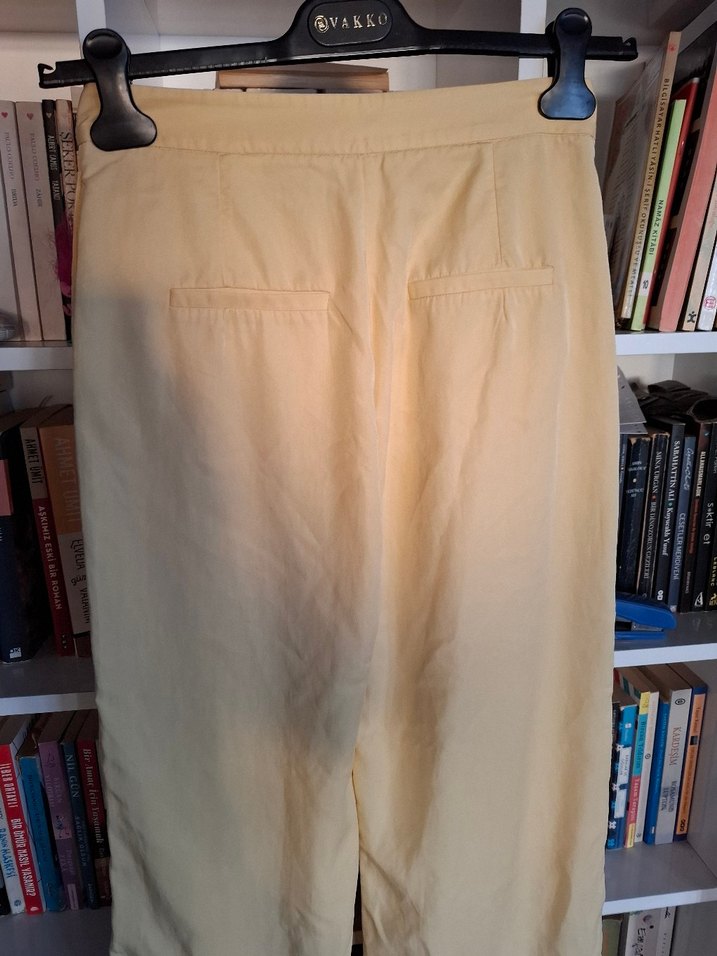 Bej Kadın Keten Rahat Kesim Pantolon - Görsel 4