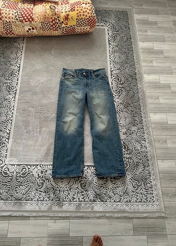 Erkek Mavi Bol Kesim düz Jean