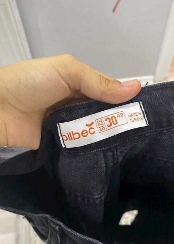 30 Beden siyah Renk Gri Loose Fit Kadın Denim Şortolon