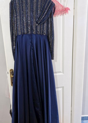 Mavi İşlemeli Uzun Kollu Abiye Elbise internette fiyatı 12.000TL - Görsel 6