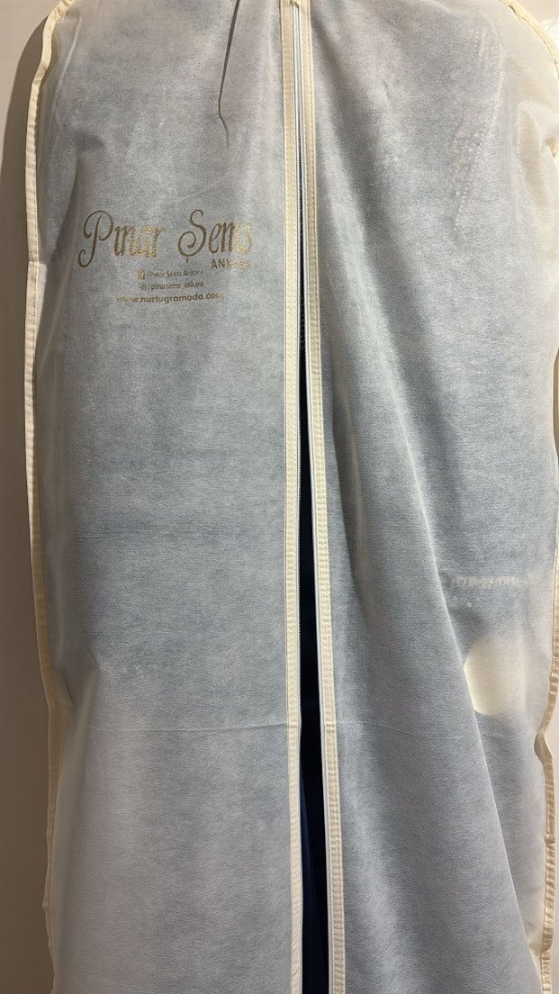 Mavi Drapeli Uzun Abiye Elbise SIFIR YENİ MODA - Görsel 2