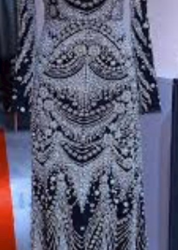 SIFIR Payetli Uzun Kollu Gri Abiye Elbise LACİVERT YENİ - Görsel 2