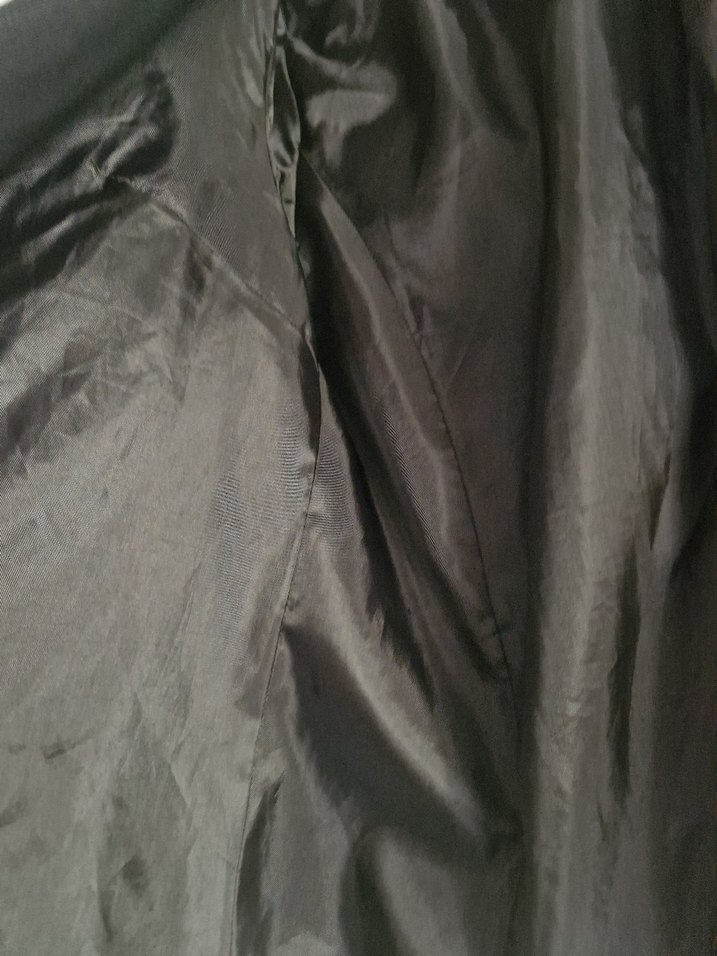 Dökümlü Siyah Midi  Ceketi Sıfır  dar kesim - Görsel 2